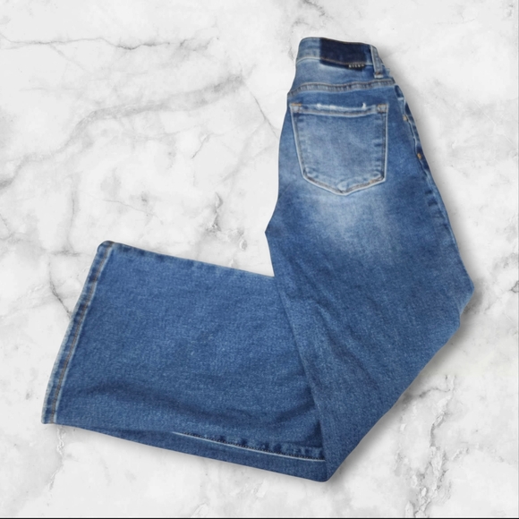 Wide Leg Flare Jeans in Blue - Picture 2 of 8